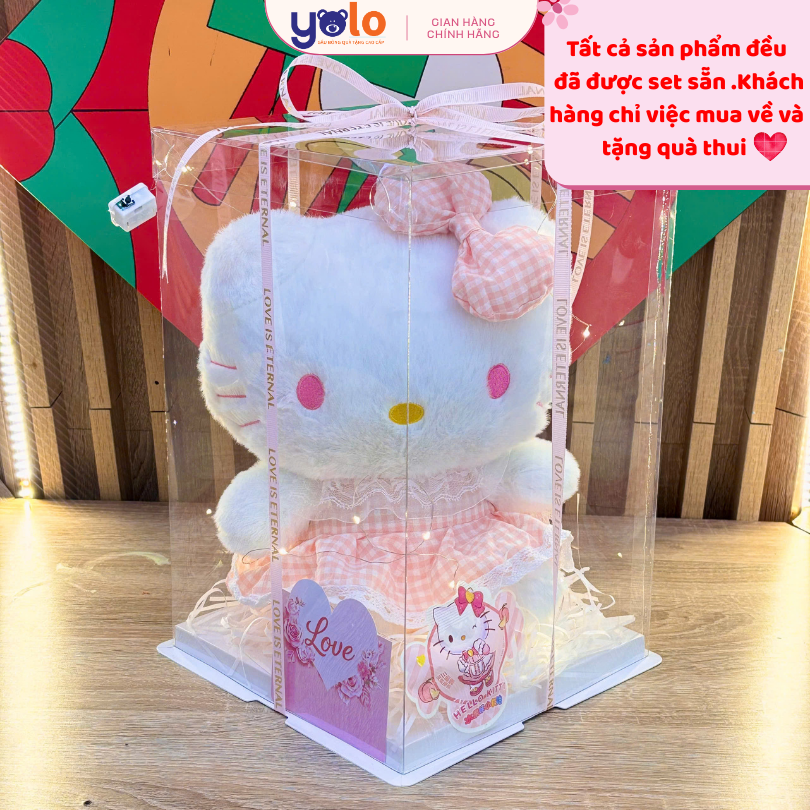 Sét quà tặng gấu bông baby three, lena, kuromi. gấu bông quà tặng đựng trong hộp trong suốt quà tặng cute