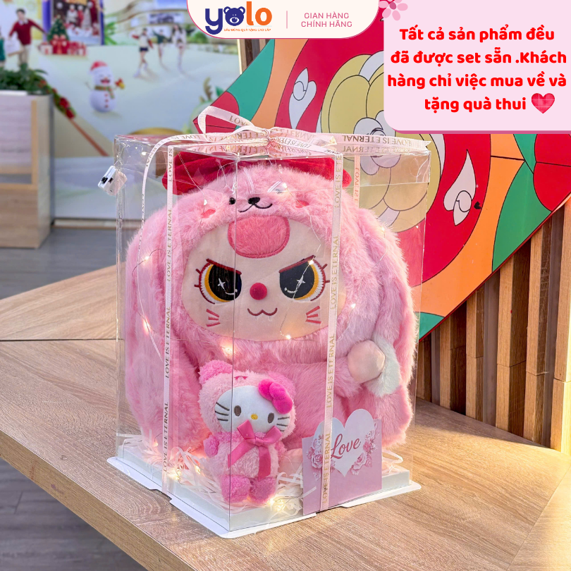 Sét quà tặng gấu bông baby three, lena, kuromi. gấu bông quà tặng đựng trong hộp trong suốt quà tặng cute