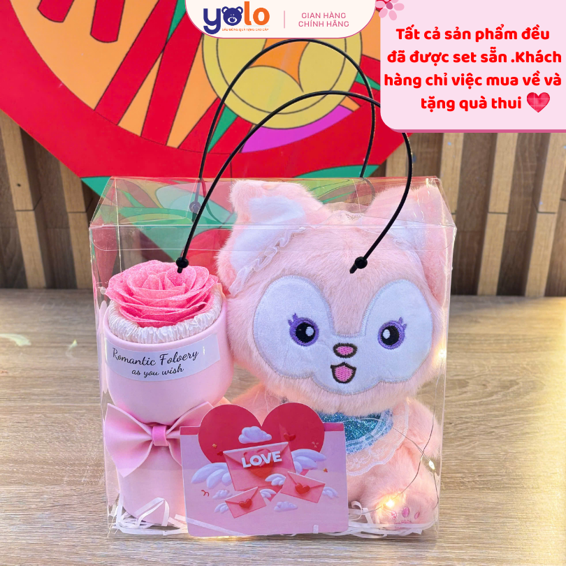 Sét quà tặng gấu bông baby three, lena, kuromi. gấu bông quà tặng đựng trong hộp trong suốt quà tặng cute
