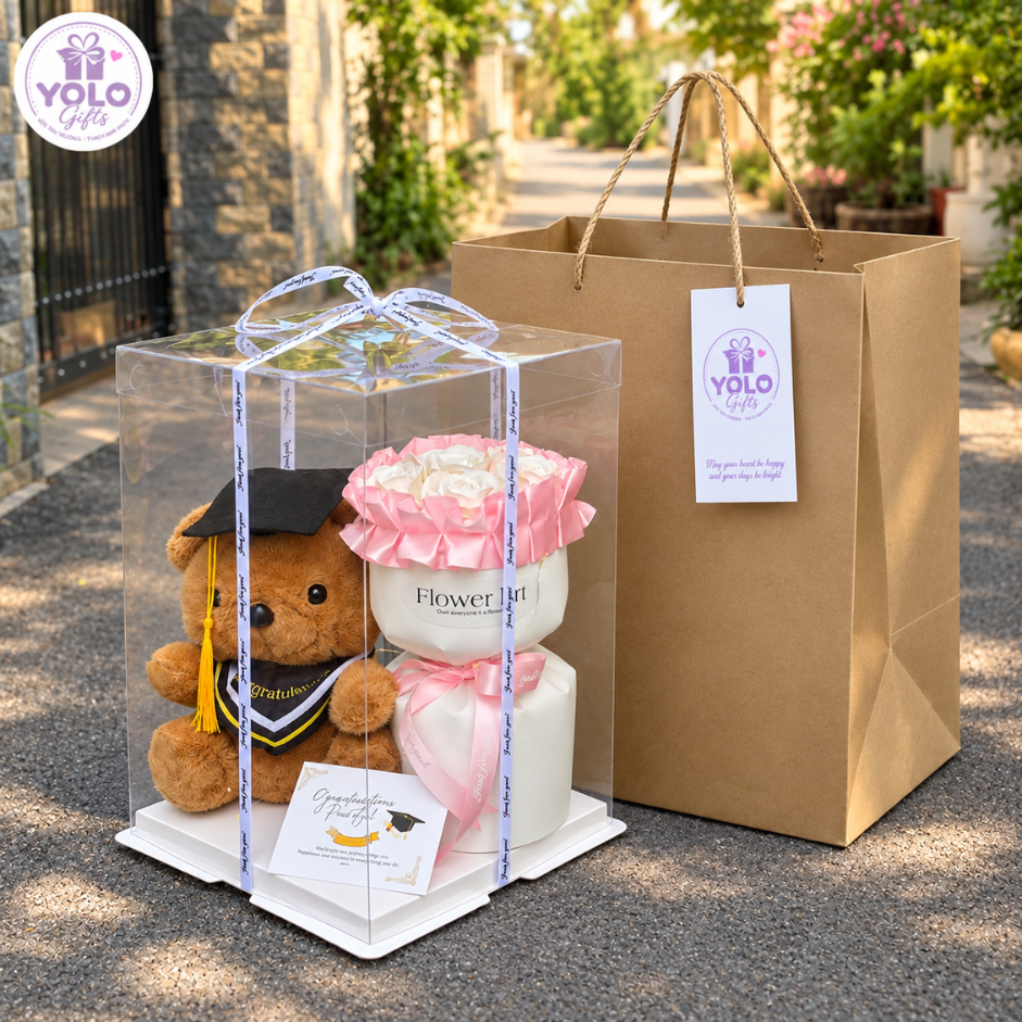 Sét quà tặng gấu bông baby three, lena, kuromi. gấu bông quà tặng đựng trong hộp trong suốt quà tặng cute