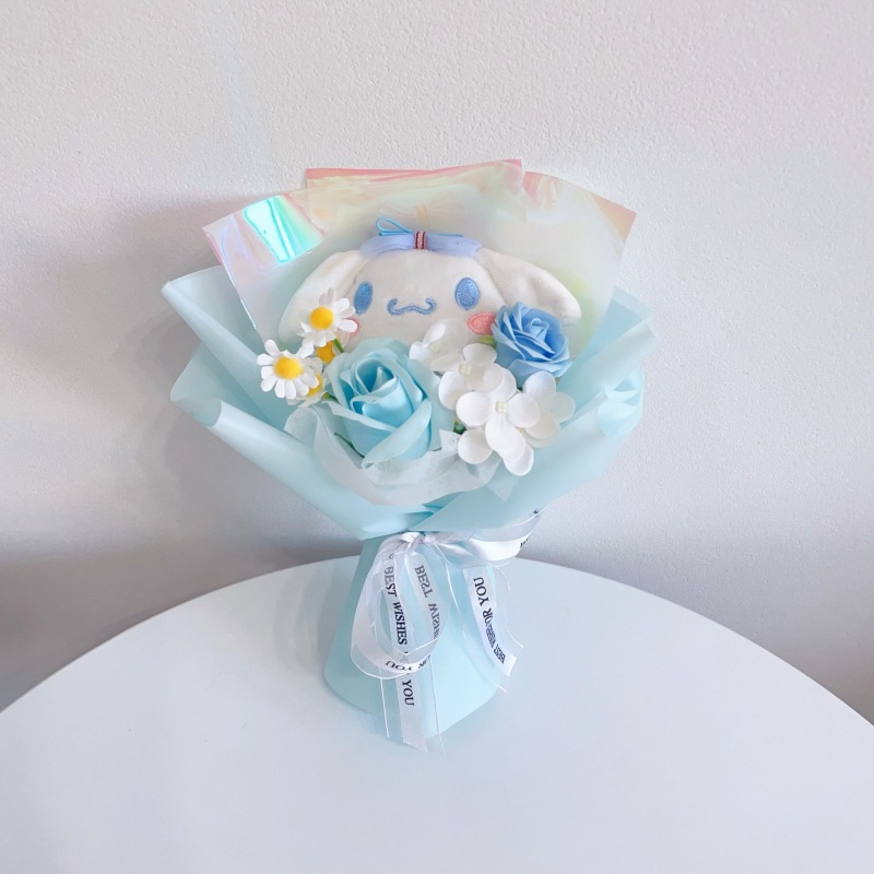 Hoa gấu bông bó siêu cute, bó hoa gấu bông tặng kèm túi đèn