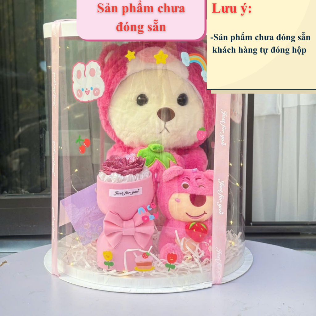 Sét quà tặng gấu bông baby three, lena, kuromi. gấu bông quà tặng đựng trong hộp trong suốt quà tặng cute