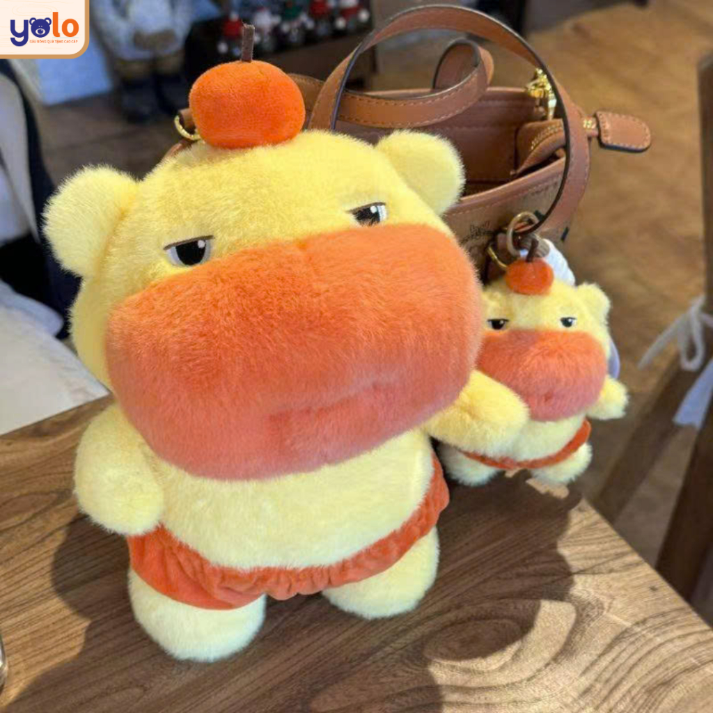 Gấu bông lulu mặc quần. thú nhồi bông bò vàng mặc quần siêu cute