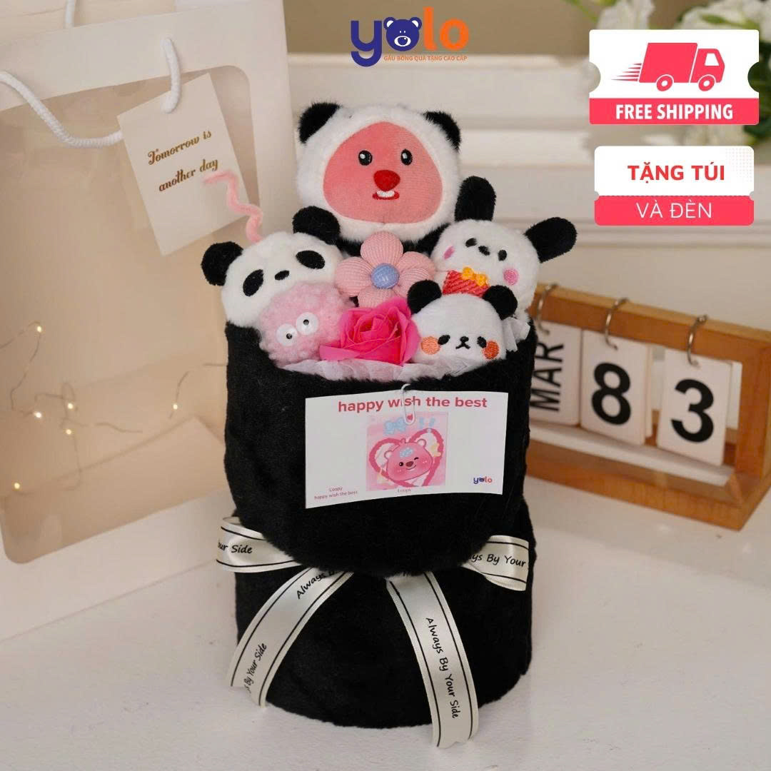 Bó hoa gấu bông siêu dễ thương.sét hoa quà tặng