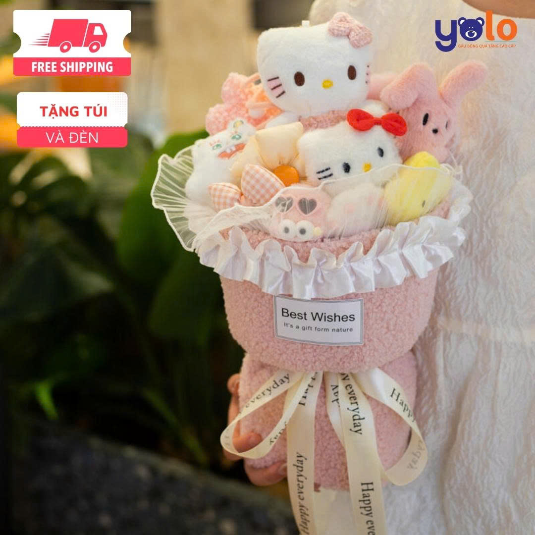 Bó hoa gấu bông siêu dễ thương.sét hoa quà tặng sinh nhật , 14/2 , 8/3