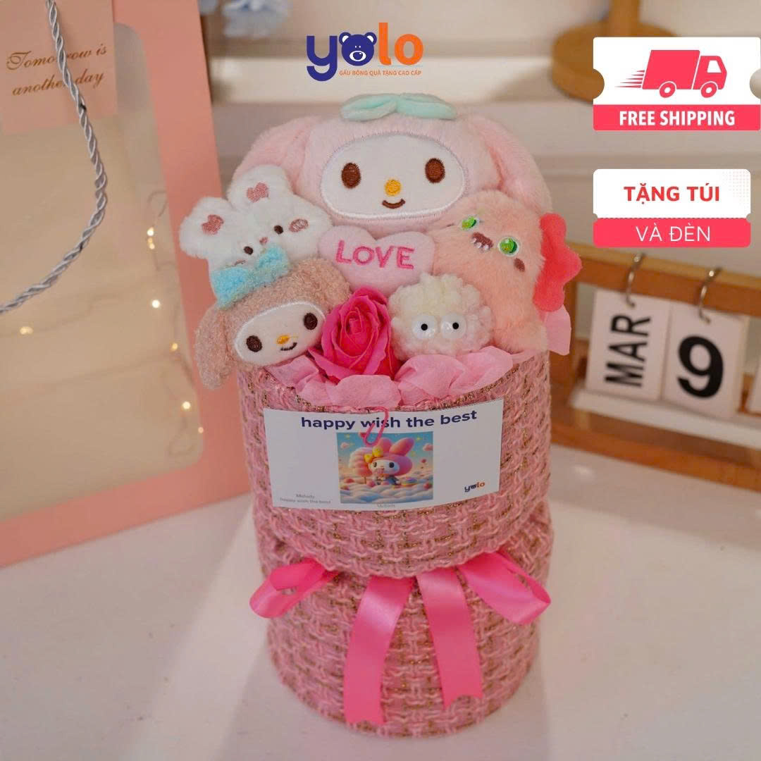 Bó hoa gấu bông siêu dễ thương.sét hoa quà tặng