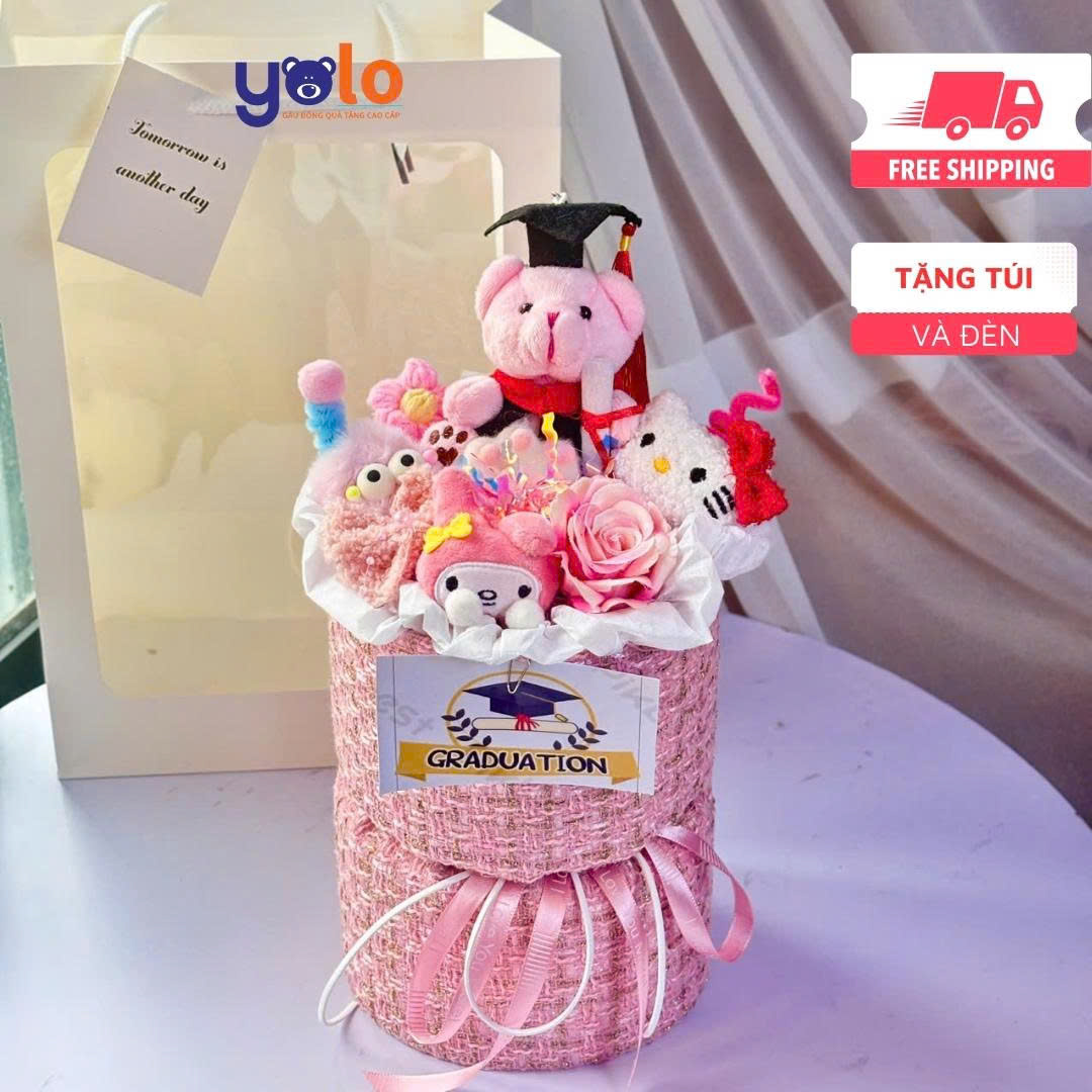 Bó hoa gấu bông siêu dễ thương.sét hoa quà tặng sinh nhật , 14/2 , 8/3