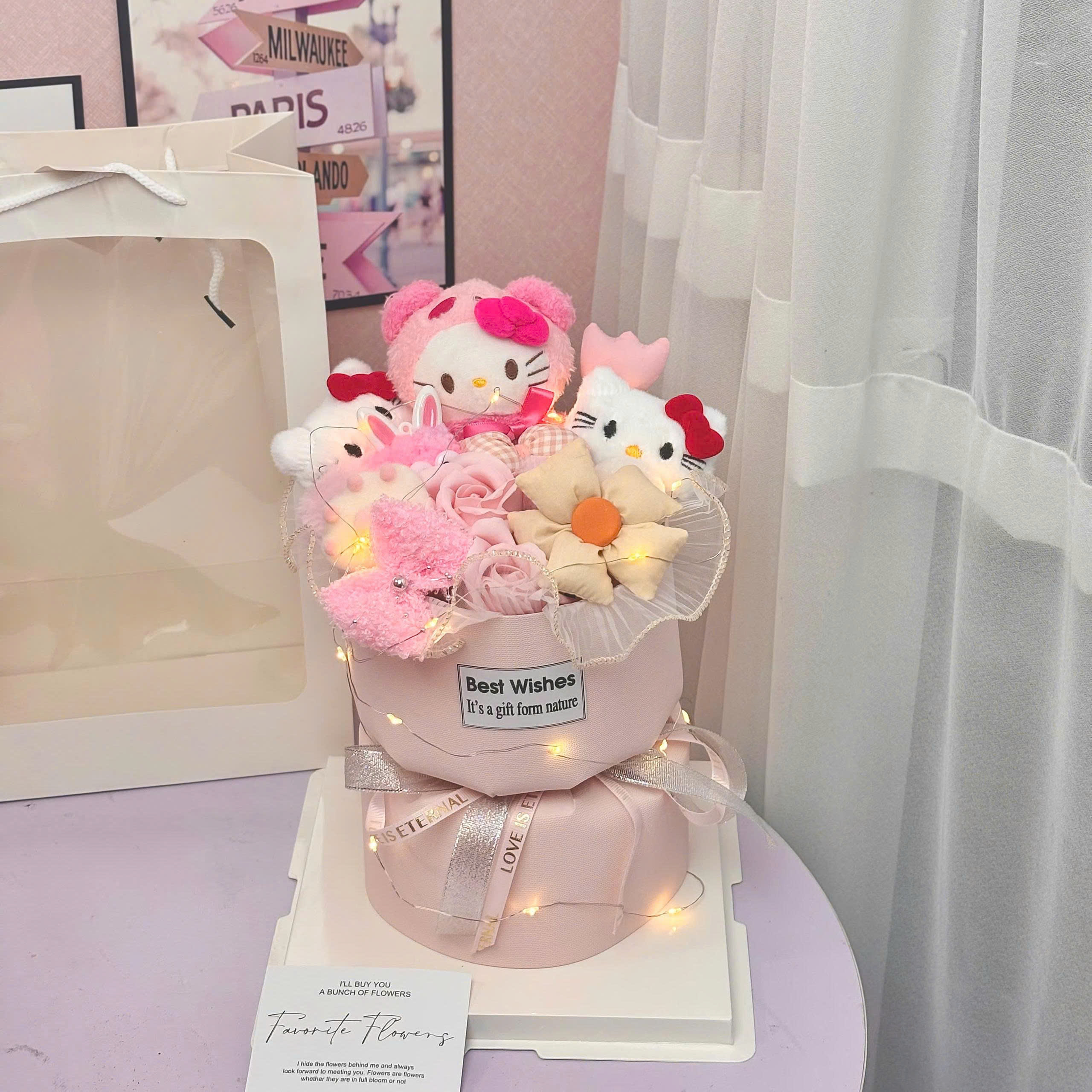 Bó hoa gấu bông siêu dễ thương.sét hoa quà tặng sinh nhật , 14/2 , 8/3