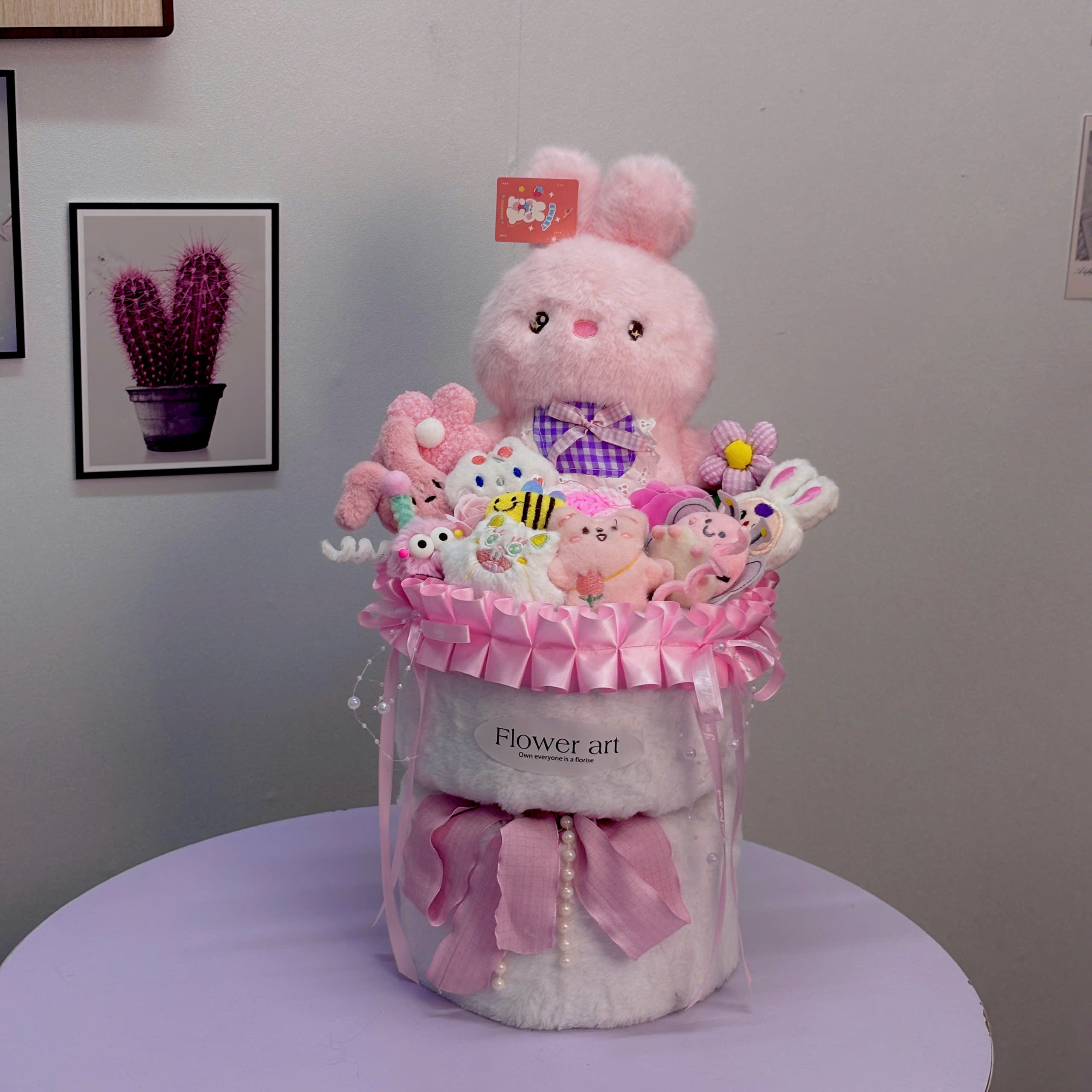 Bó hoa gấu bông siêu dễ thương.sét hoa quà tặng sinh nhật , 14/2 , 8/3 (tặng kèm túi và đèn nhấp nháy