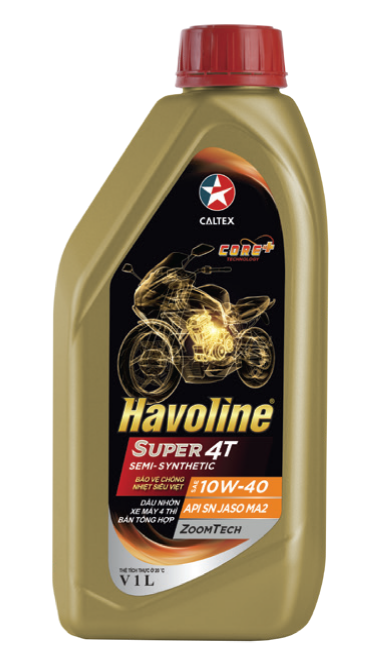 Nhớt xe máy bốn thì hiệu năng cao Havoline® Super 4T Semi-Synthetic SAE 10W-40
