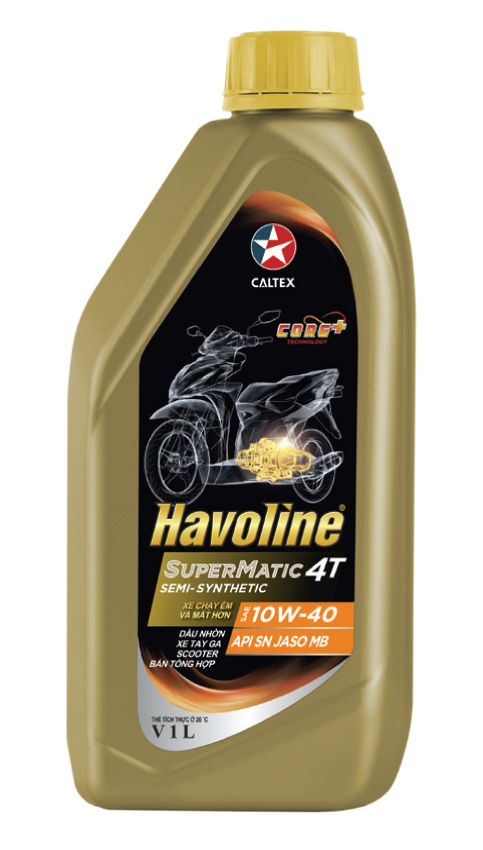 Nhớt xe tay ga bốn thì hiệu năng cao Havoline® SuperMatic 4T Semi-Synthetic SAE 10W-40