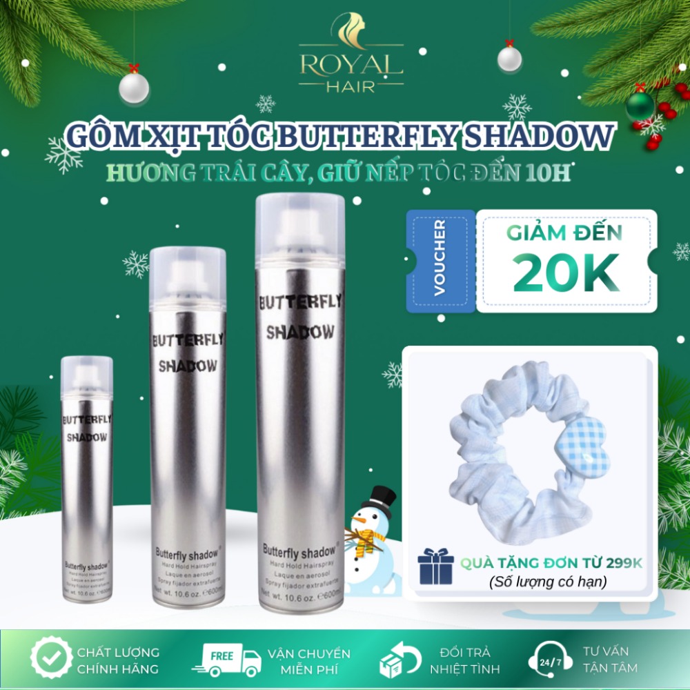 Gôm xịt tóc Butterfly Shadow giữ nếp tự nhiên tạo kiểu tóc nam, nữ