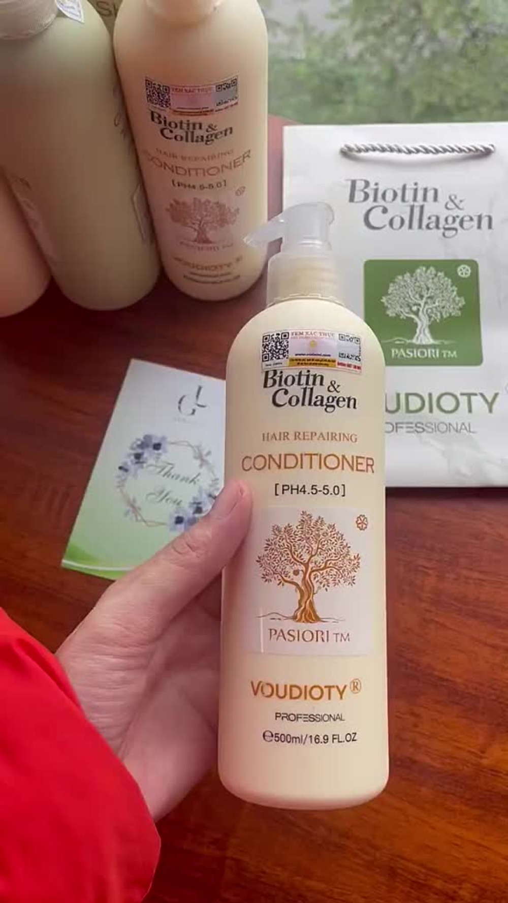 Dầu gội xả Biotin Collagen Voudioty 500ml - 1000ml chống rụng tóc, phục hồi , giảm gàu, kiểm soát dầu (tròn)