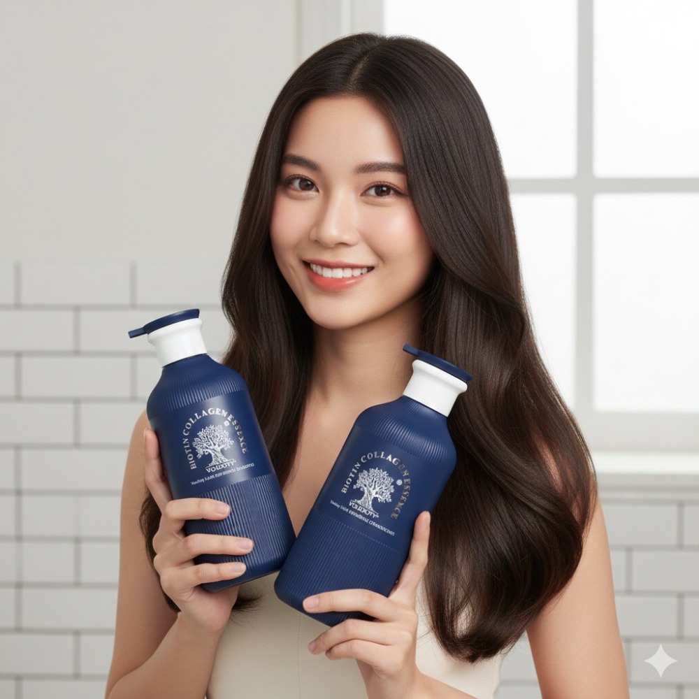 Dầu gội xả phục hồi hương nước hoa Biotin Collagen Essence VOUDIOTY Blue 500ML
