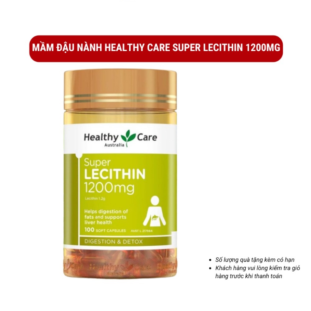 Mầm đậu nành Healthy Care Super Lecithin 1200mg của Úc 100V điều hòa nội tiết cải thiện sinh lý nữ