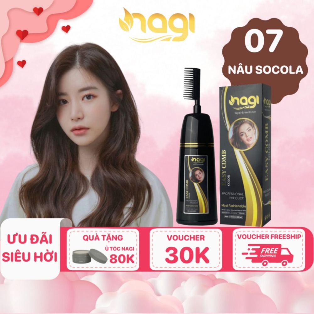Dầu gội nhuộm tóc Nagi, dầu gội thảo dược chiết xuất từ thiên nhiên không gây khô xơ tóc chai 400ml