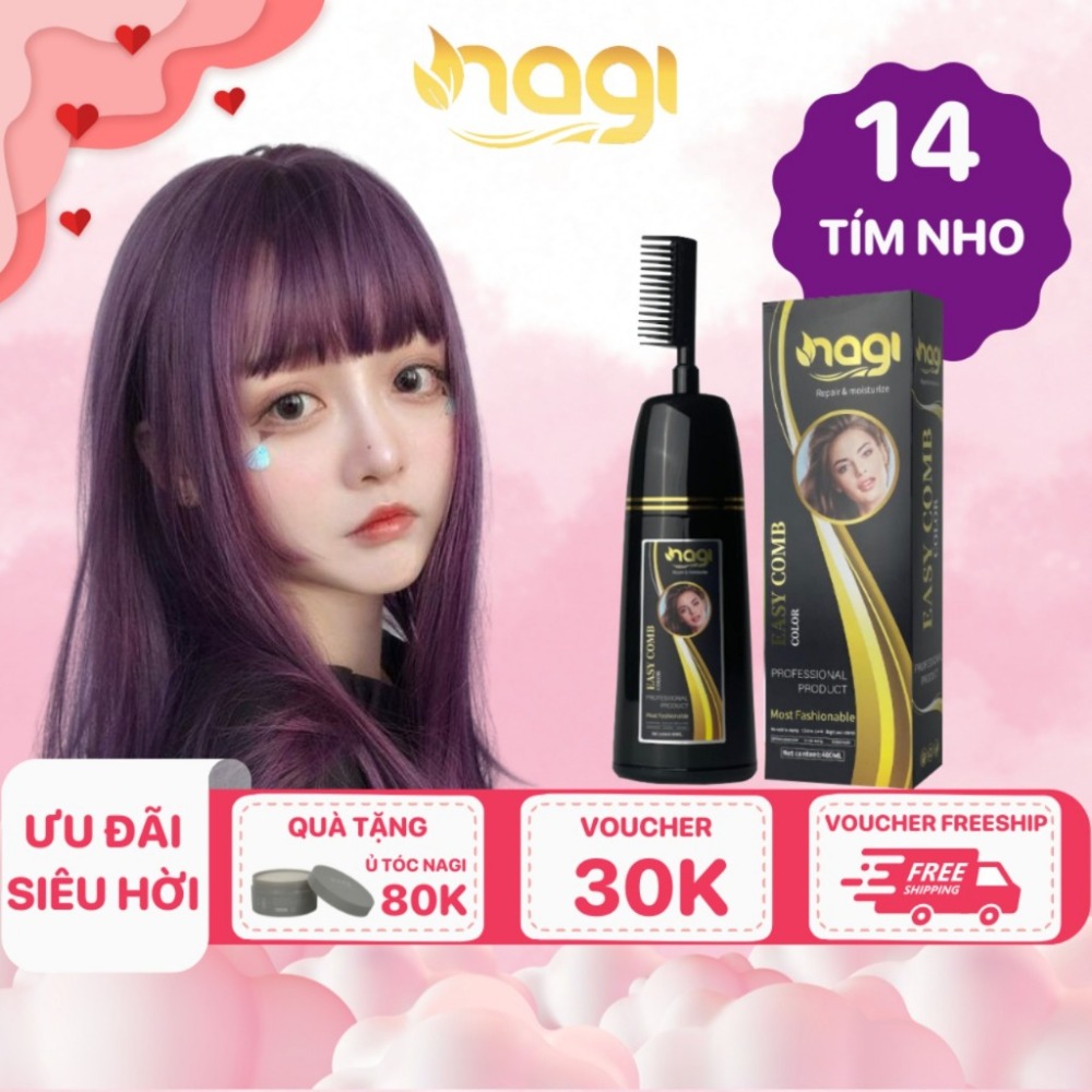 Dầu gội nhuộm tóc Nagi, dầu gội thảo dược chiết xuất từ thiên nhiên không gây khô xơ tóc chai 400ml