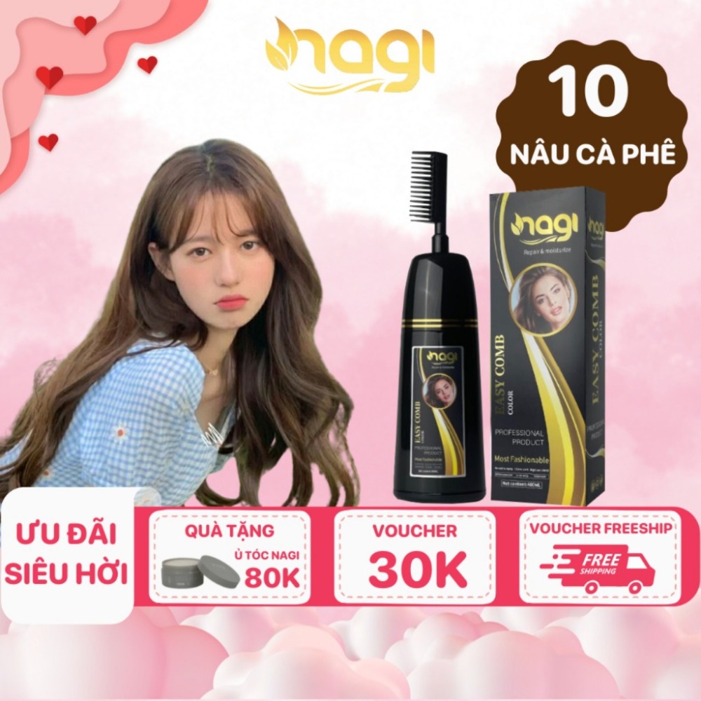 Dầu gội nhuộm tóc Nagi, dầu gội thảo dược chiết xuất từ thiên nhiên không gây khô xơ tóc chai 400ml