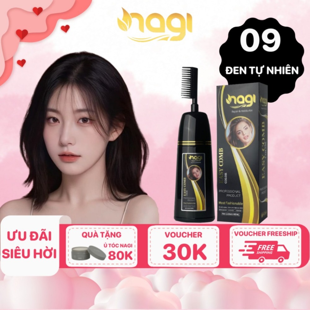 Dầu gội nhuộm tóc Nagi, dầu gội thảo dược chiết xuất từ thiên nhiên không gây khô xơ tóc chai 400ml