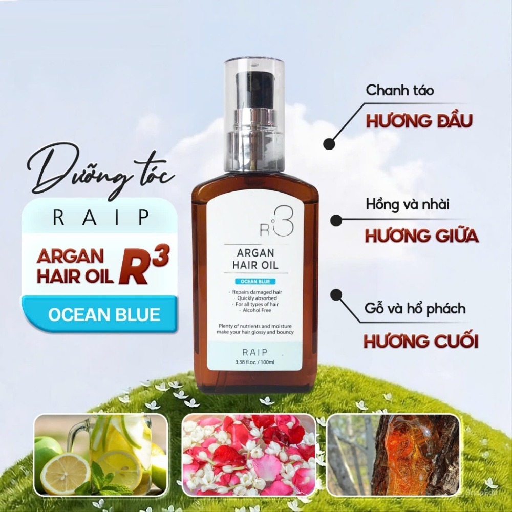 Tinh dầu dưỡng tóc Raip Argan Hair Oil R3 100ml - Tăng cường độ ẩm, phục hồi hư tổn cho mọi loại tóc
