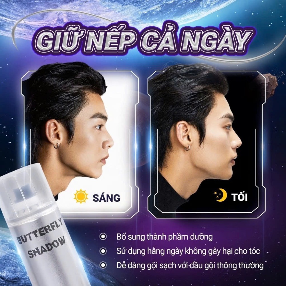 Gôm xịt tóc Butterfly Shadow giữ nếp tự nhiên tạo kiểu tóc nam, nữ