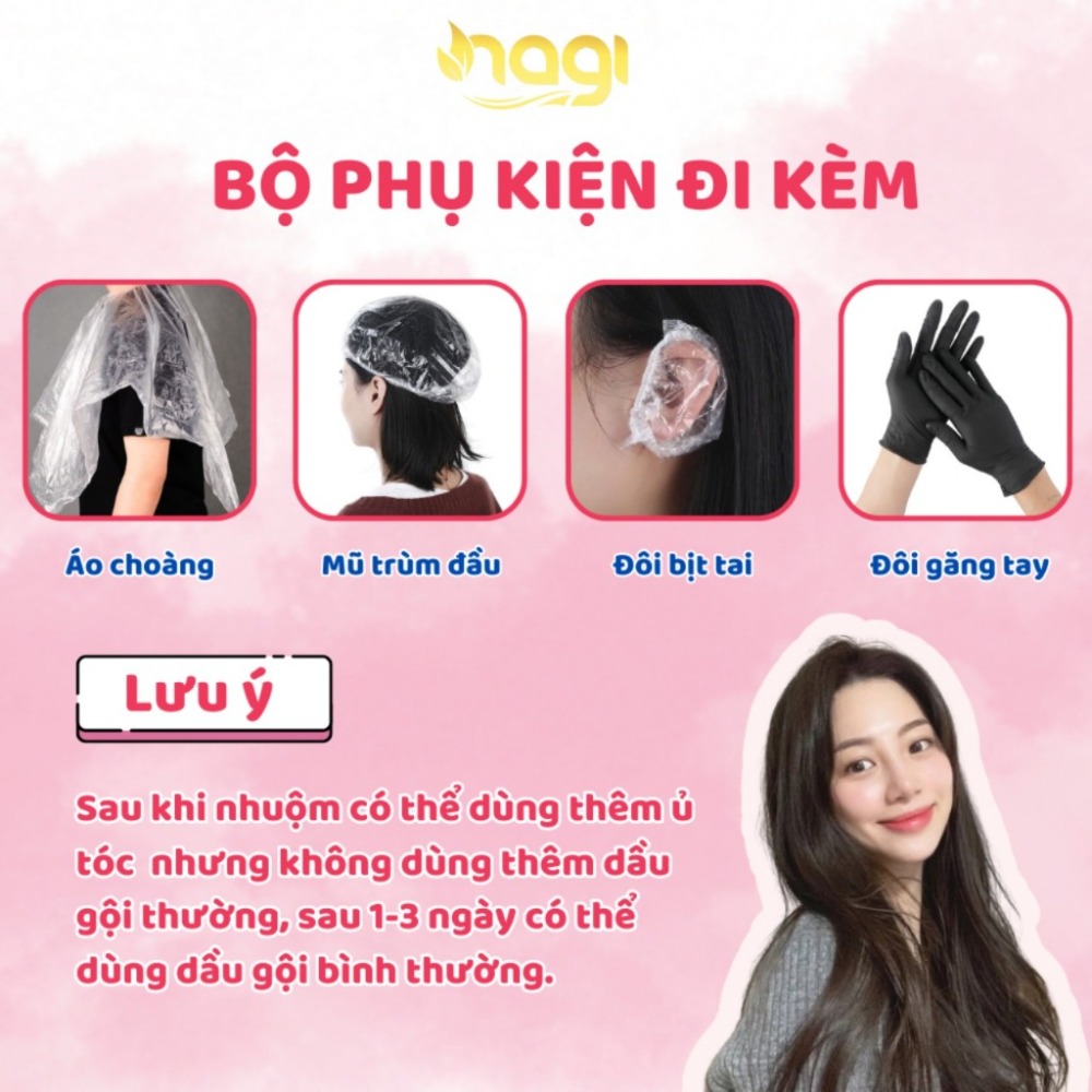 Dầu gội nhuộm tóc Nagi, dầu gội thảo dược chiết xuất từ thiên nhiên không gây khô xơ tóc chai 400ml