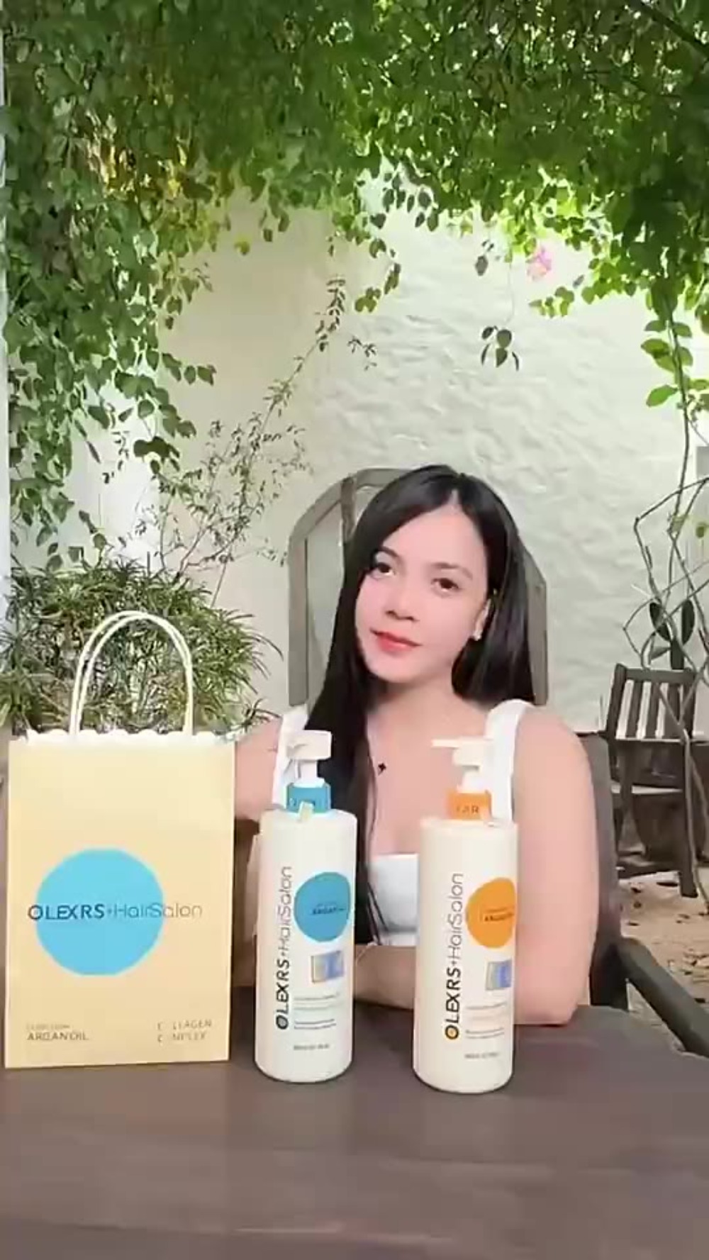 Cặp dầu gội xả Olexrs+HairSalon Argan Oil Collagen, Dầu gội phục hồi tóc, chống rụng kích mọc tóc