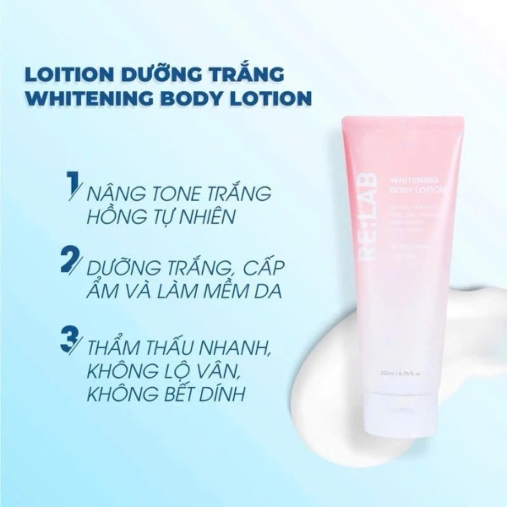 Kem Dưỡng Trắng Da Body RELAB Whitening Nâng Tone Body Lotion 200 ml