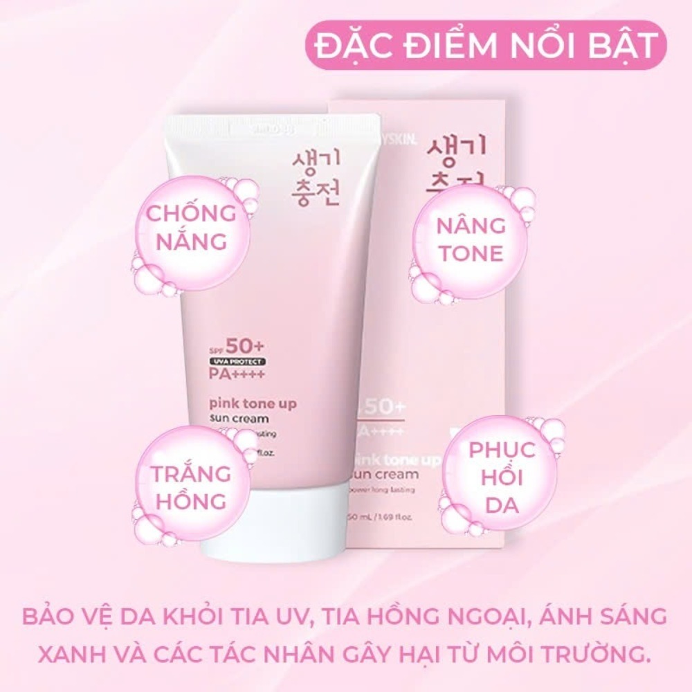 Kem Chống Nắng Pink Tone Up Sun Cream Pretty Skin 50+ PA++++