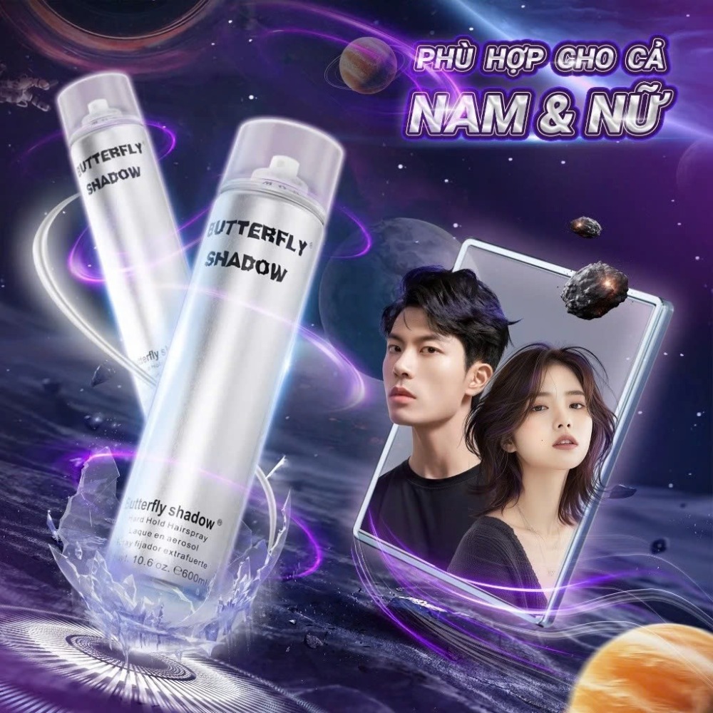 Gôm xịt tóc Butterfly Shadow giữ nếp tự nhiên tạo kiểu tóc nam, nữ