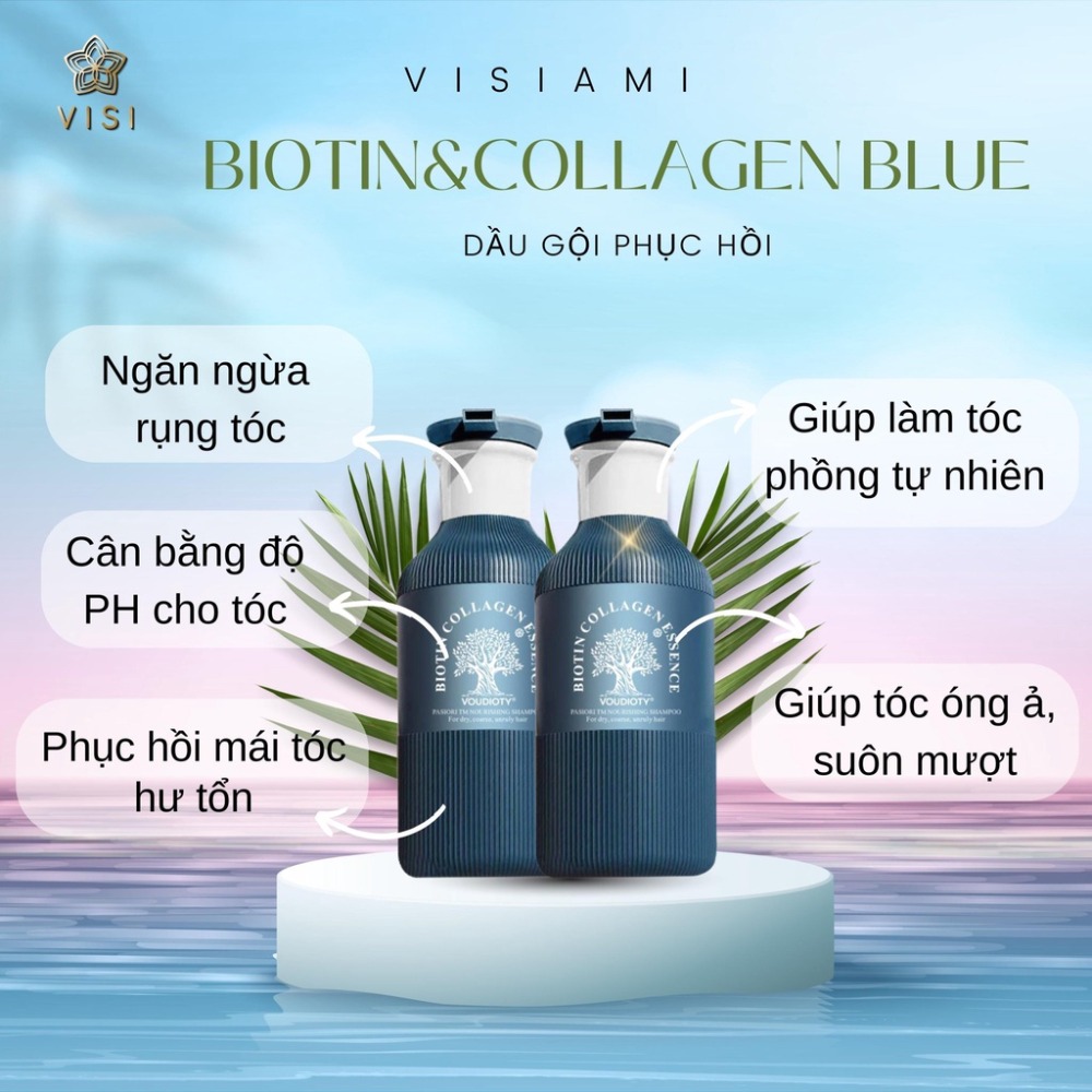 Dầu gội xả phục hồi hương nước hoa Biotin Collagen Essence VOUDIOTY Blue 500ML