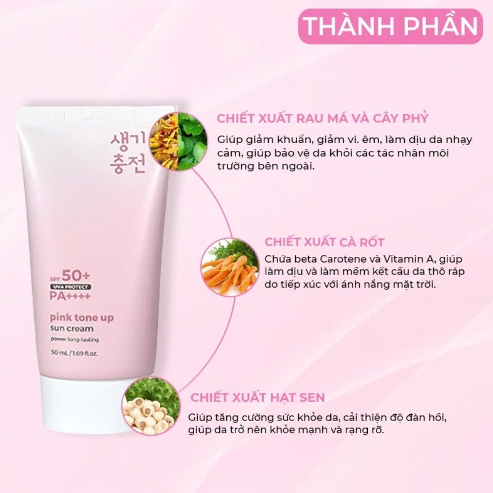 Kem Chống Nắng Pink Tone Up Sun Cream Pretty Skin 50+ PA++++