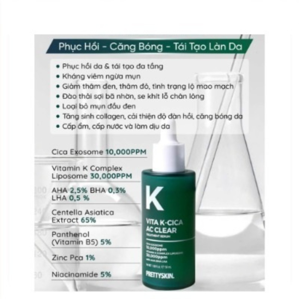 Serum hỗ trợ ngừa mụn phục hồi căng bóng Vita K Cica Pretty Skin