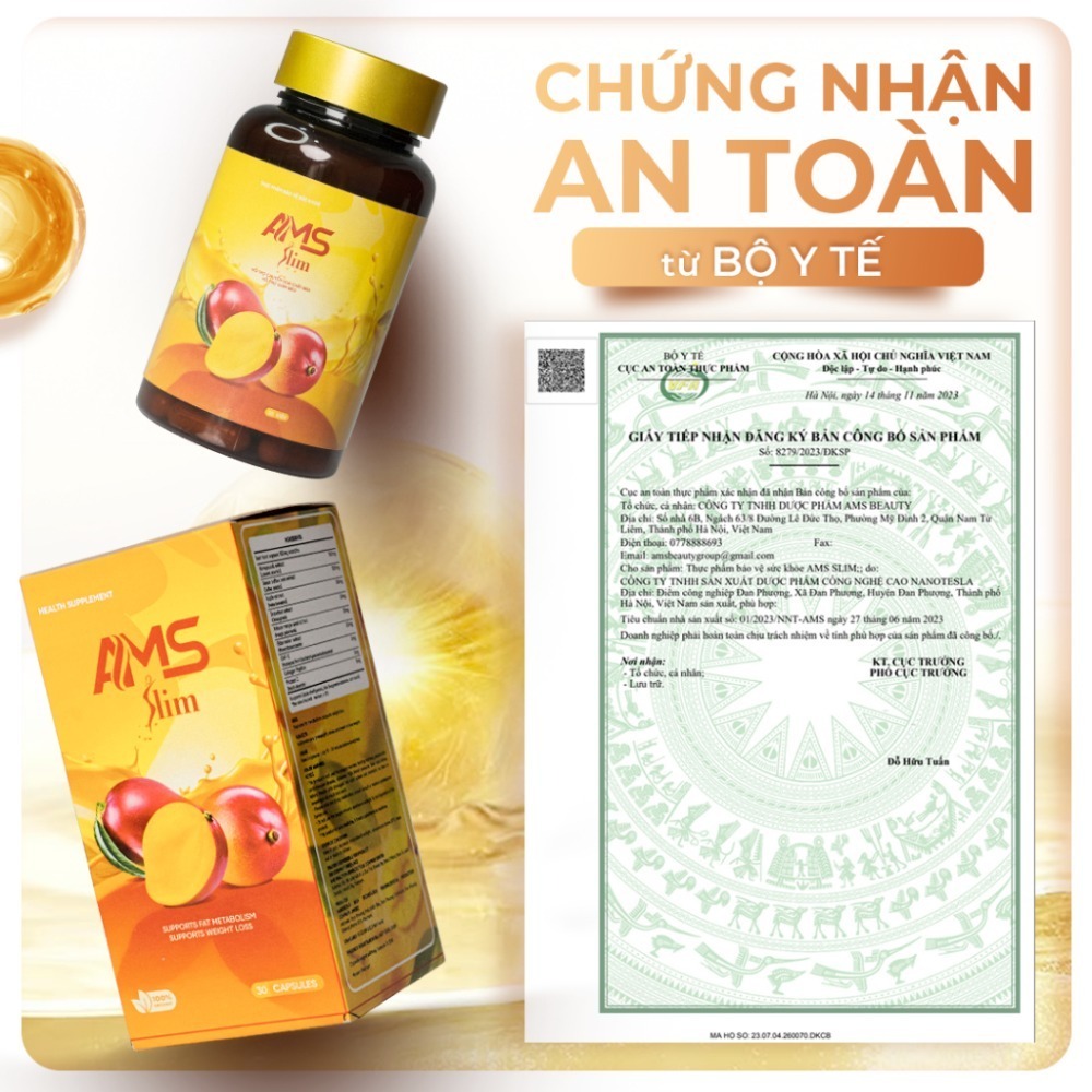 Viên Uống AMS SLIM Hỗ Trợ Chuyển Hóa Chất Béo Giảm Cảm Giác Thèm Ăn