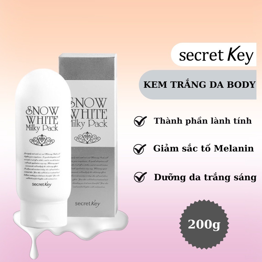 Kem Ủ Trắng SECRET KEY SNOW WHITE Milky Pack dưỡng da trắng mịn 200g chính hãng