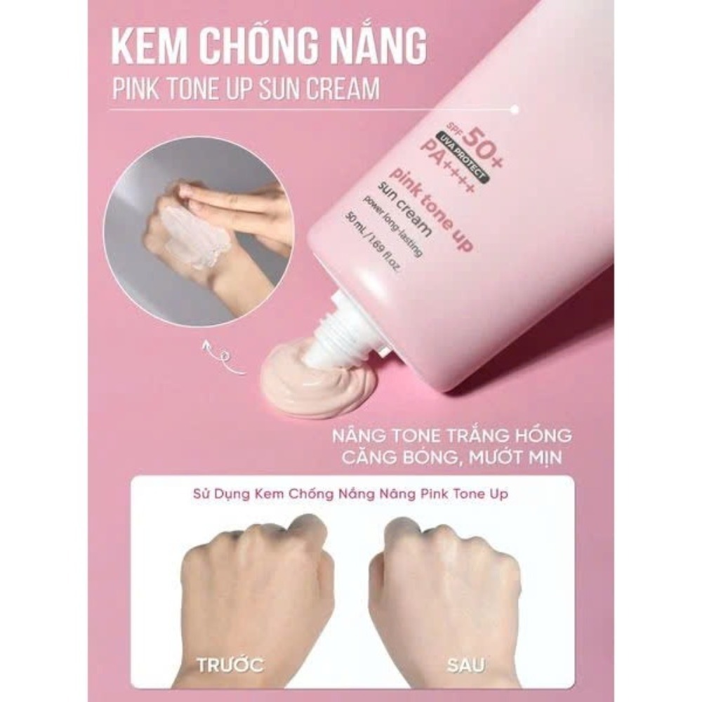 Kem Chống Nắng Pink Tone Up Sun Cream Pretty Skin 50+ PA++++