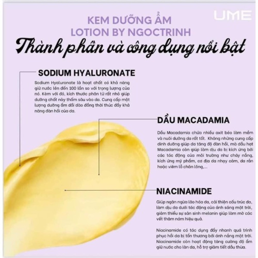 Kem Dưỡng Ẩm Lotion Body UME Tăng Độ Đàn Hồi, Cân Bằng Độ Ẩm Cho Da, Giảm Kích Ứng Trên Da 200gr