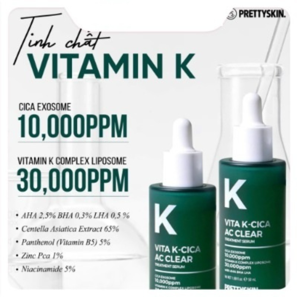 Serum hỗ trợ ngừa mụn phục hồi căng bóng Vita K Cica Pretty Skin