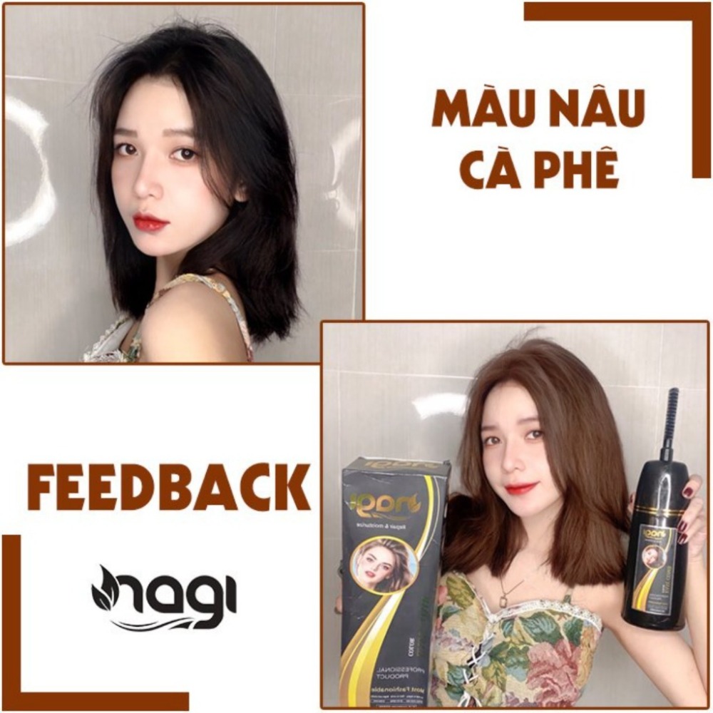 Dầu gội nhuộm tóc Nagi, dầu gội thảo dược chiết xuất từ thiên nhiên không gây khô xơ tóc chai 400ml