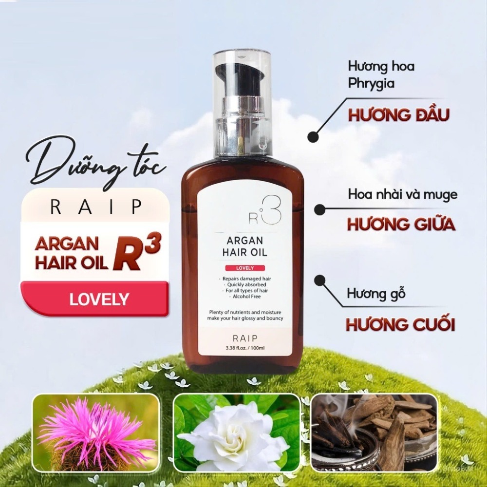 Tinh dầu dưỡng tóc Raip Argan Hair Oil R3 100ml - Tăng cường độ ẩm, phục hồi hư tổn cho mọi loại tóc