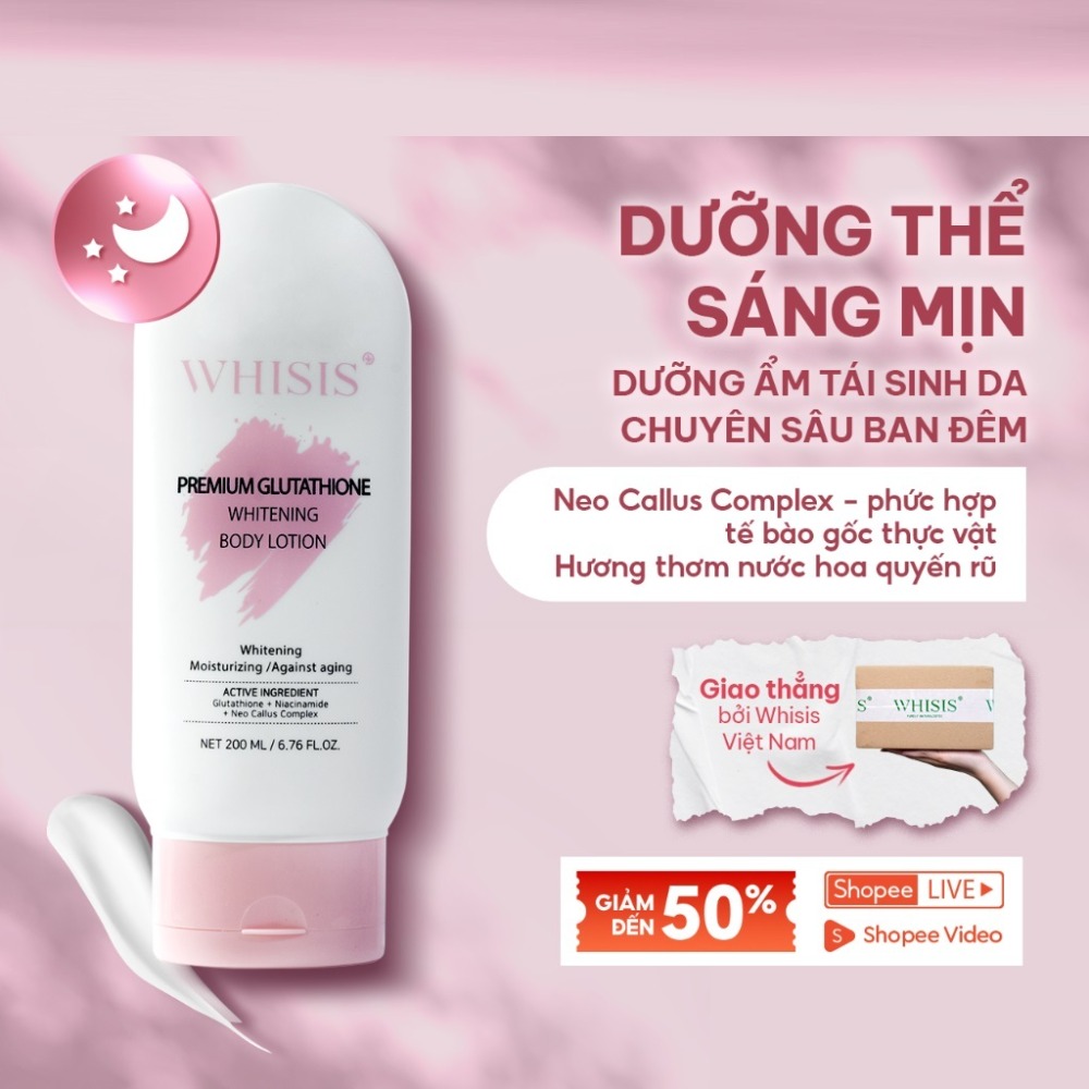 Kem Body Dưỡng Trắng Da Chống Nắng Nâng Tone Tức Thì WHISIS Premium Collagen Whitening Body Lotion 200ml SPF50+ PA++++