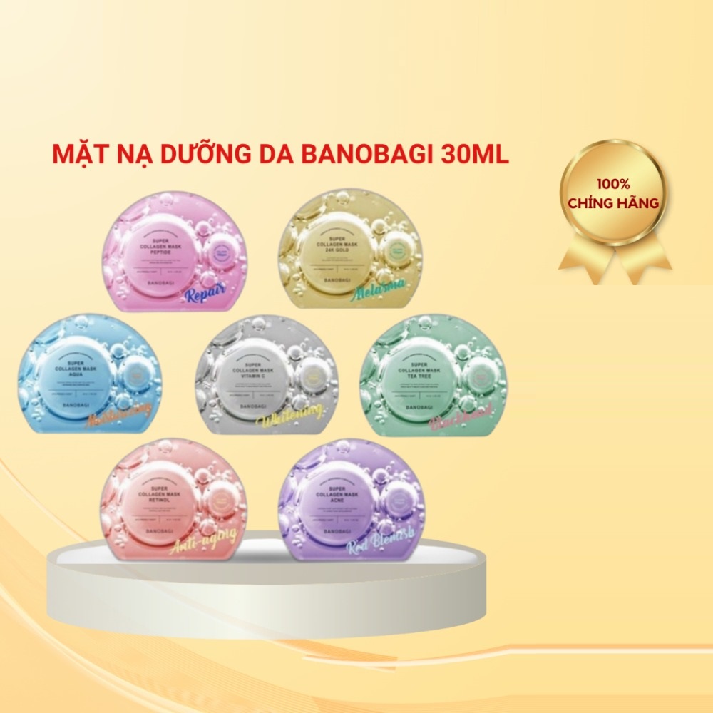Mặt Nạ Miếng Ngừa Lão Hóa, Bổ Sung Collagen, Dưỡng Trắng & Cấp Ẩm Banobagi Vitamin, Super Collagen Mask 30ml
