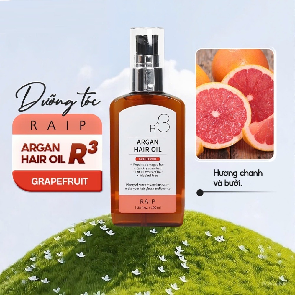 Tinh dầu dưỡng tóc Raip Argan Hair Oil R3 100ml - Tăng cường độ ẩm, phục hồi hư tổn cho mọi loại tóc