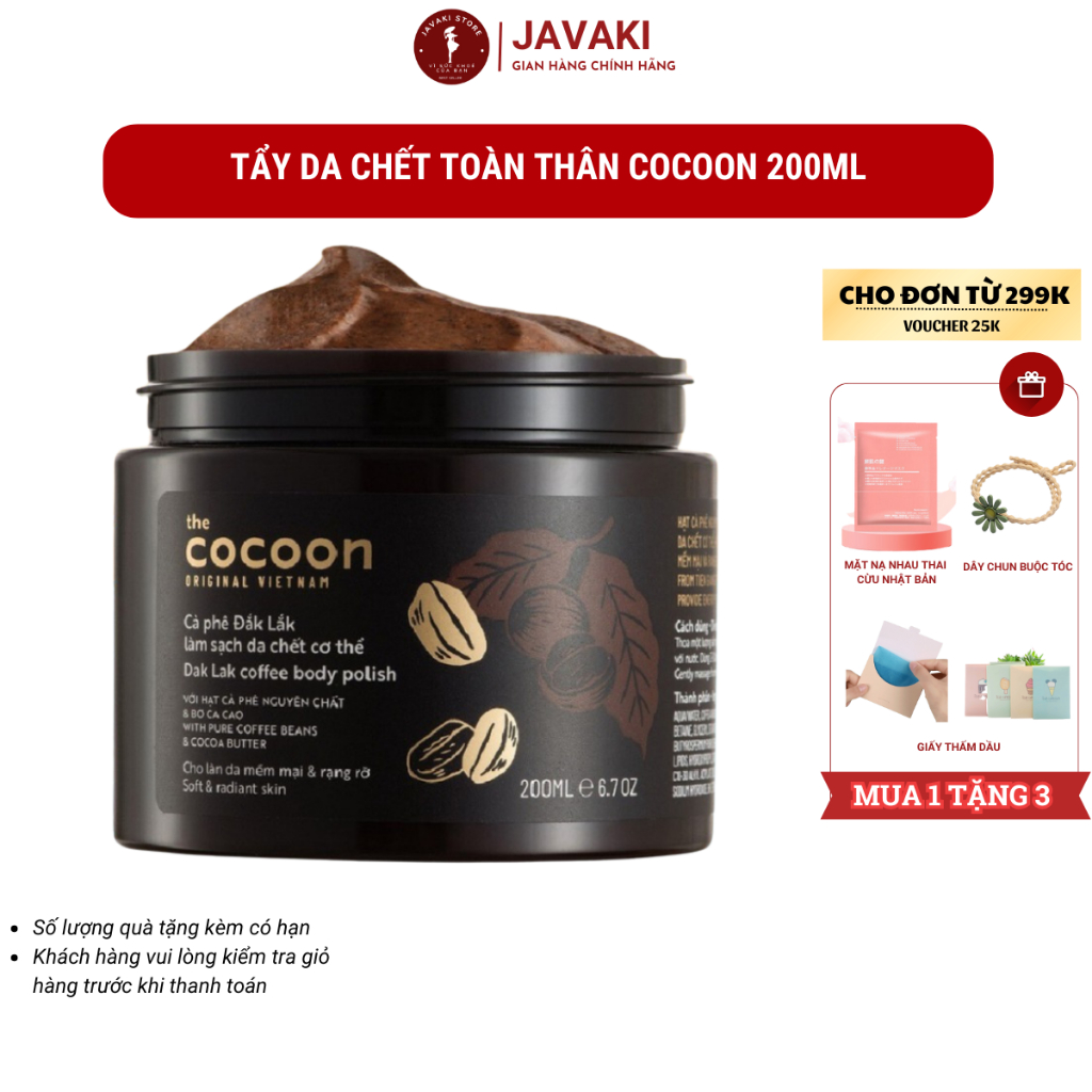 Tẩy Da Chết Toàn Thân Sáng Mịn & Chống Lão Hóa COCOON Cà Phê Đắk Lắk 200ml - Lựa Chọn Hoàn Hảo Cho Phụ Nữ Hiện Đại