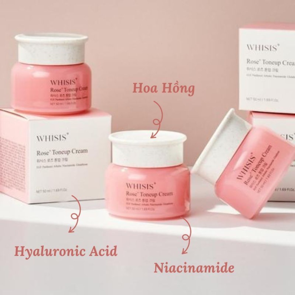 Kem Dưỡng Ẩm Trắng Da Nâng Tone Tức Thì Tinh Chất Hoa Hồng Whisis Rose Toneup Cream 50ml