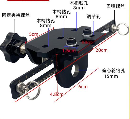 Cử khoan chốt cam bằng thép cabon gồm cử + 3 mũi khoan.