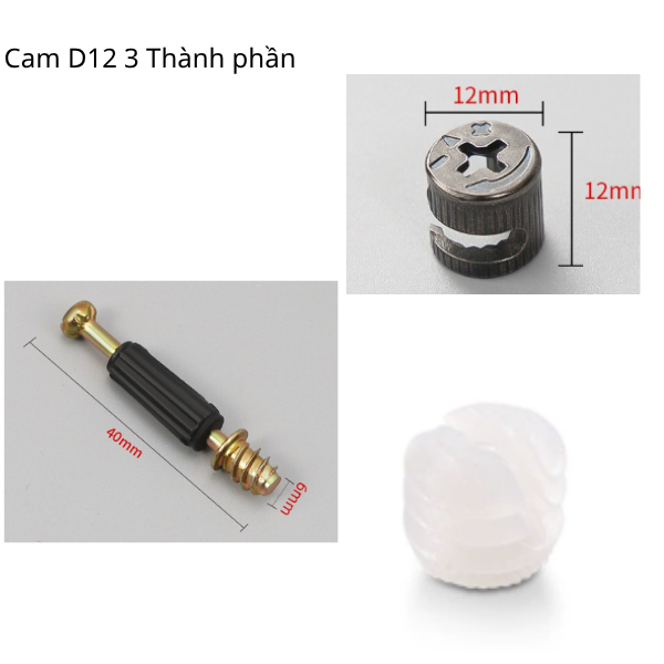 Bộ ốc cam liên kết chốt gỗ 3 thành phần 2 thành phần cao cấp dày dặn