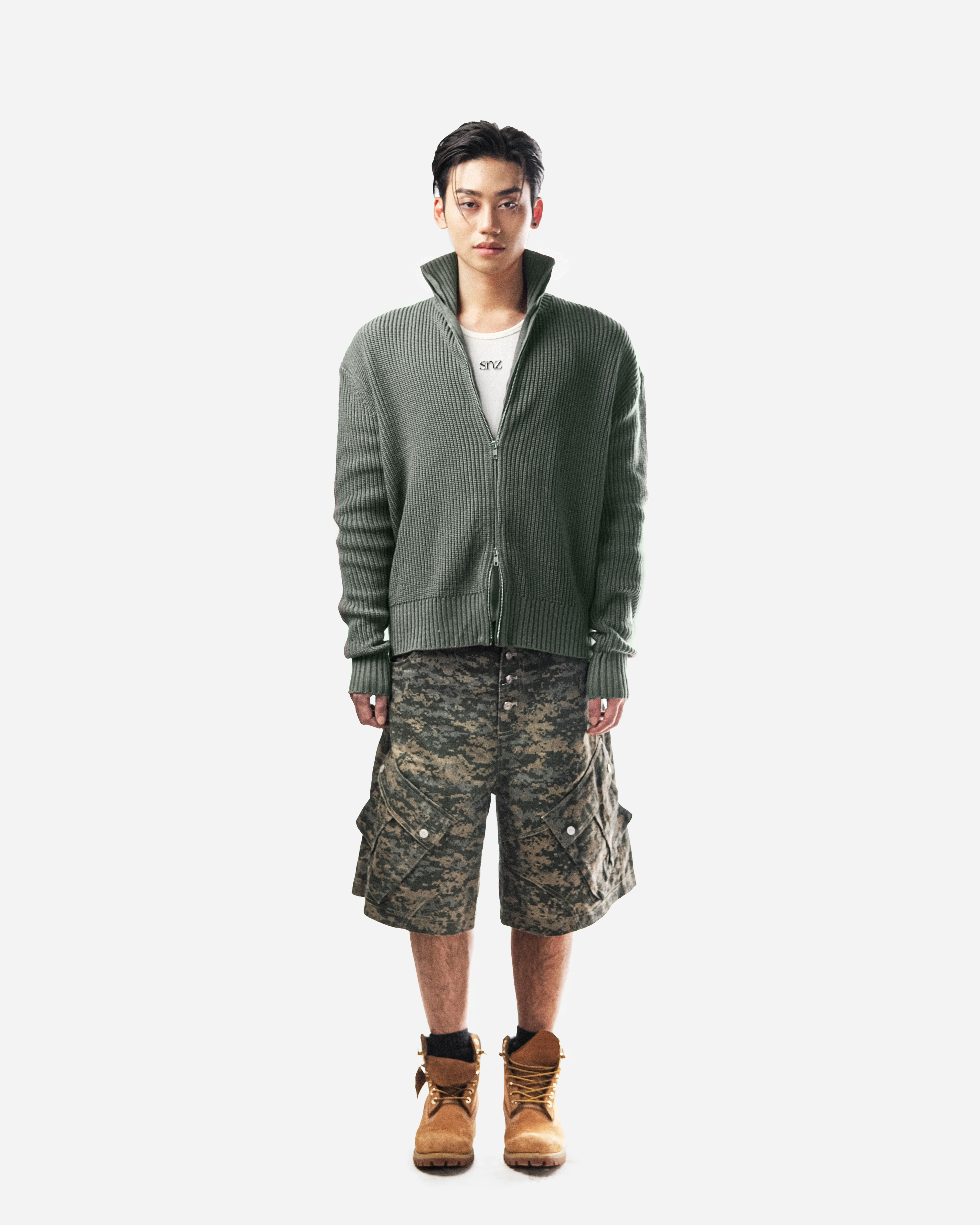 STONE MOSS ZIP KNIT