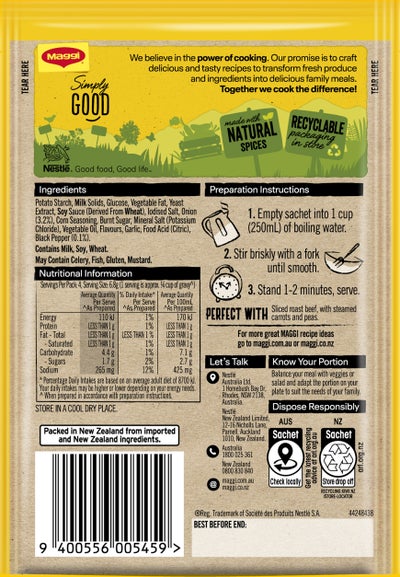 BỘT SỐT CHẤM VỊ THỊT NƯỚNG Maggi Roast Meat Flavoured Gravy, Real Onion - Ground Black Pepper, 27g