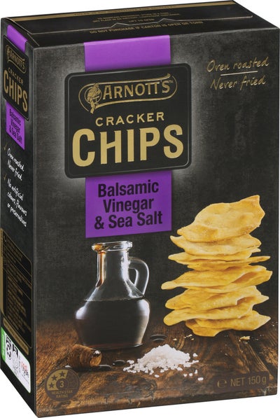BÁNH SNACK GIÒN Arnott’s Cracker Chips, VỊ GÀ MẬT ONG XÌ DẦU / GIẤM BALSAMIC & MUỐI BIỂN, Honey Soy Chicken / Balsamic Vinegar & Sea Salt, 150g